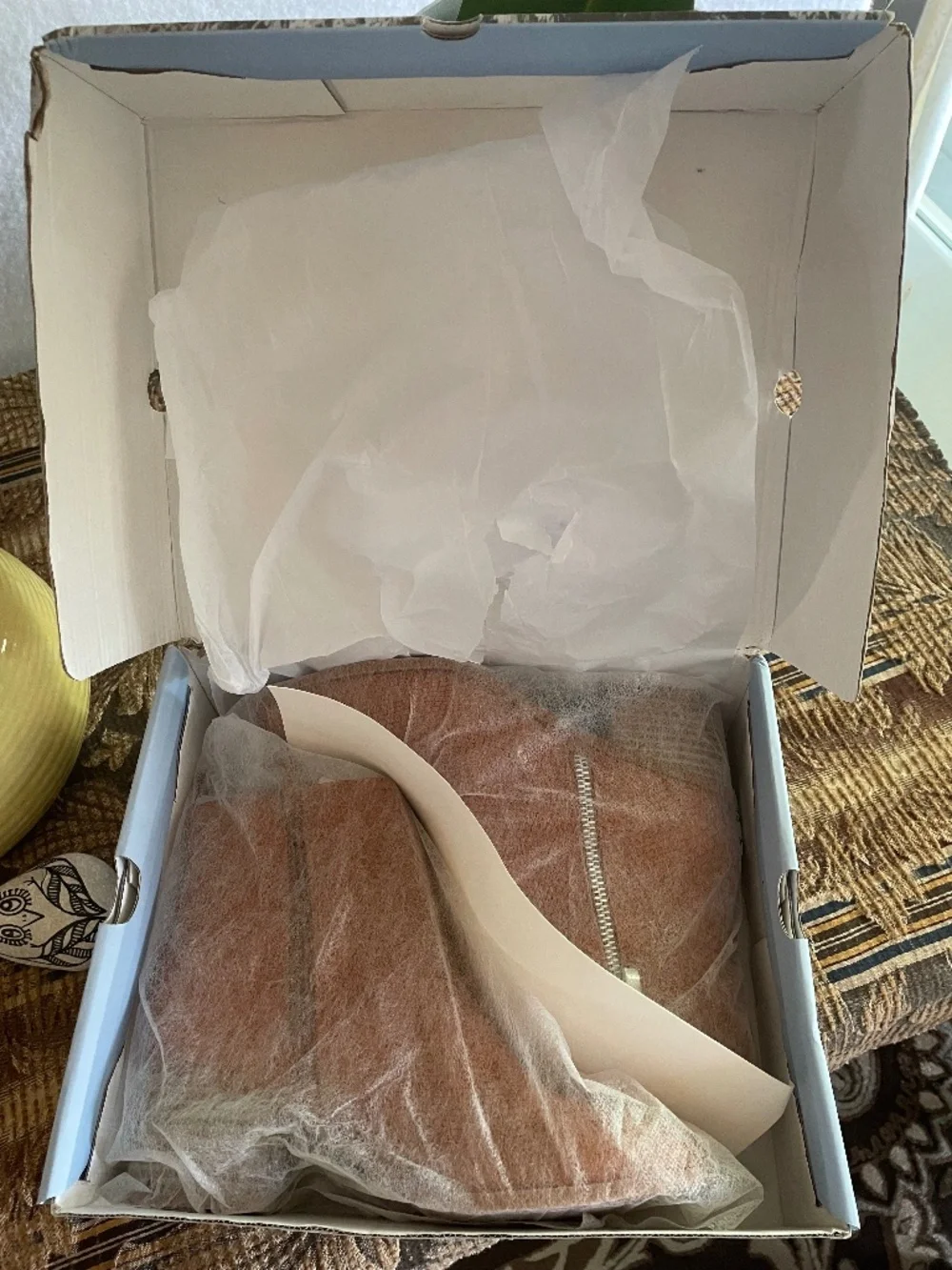 🔥NWT Faux Snakeskin Ankle Boots Neutral Brown/Tan with Shoebox Size 7 - Picture 9 of 10